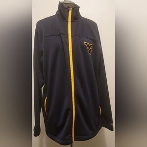 Champion West Virginia Mountaineers Full Zip Jacket Navy/Gold Embroidered Med.